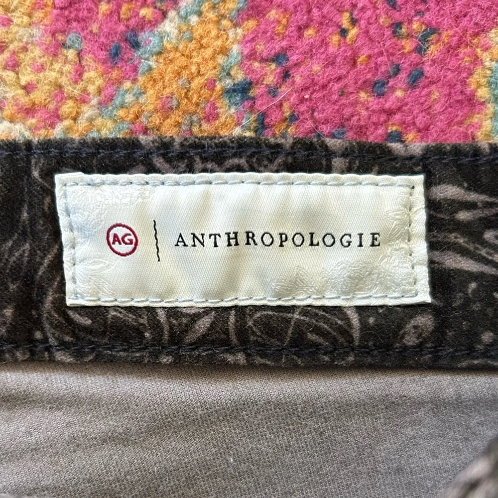 Anthropologie Ag Adriano Goldschmied | Women’s brown velvet paisley pants sz 25P